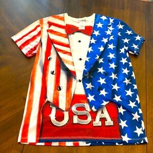Fauxreal size men small USA tux shirt